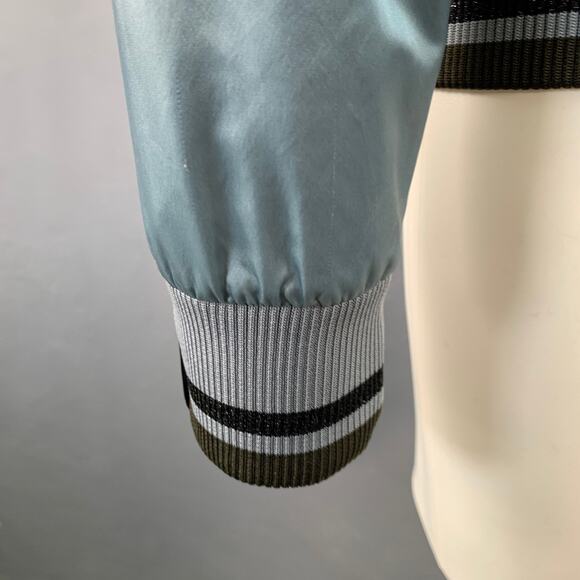 MAISON MARGIELA Size S Blue Grey Contrast Trim Satin Bomber Jacket - Picture 8 of 13